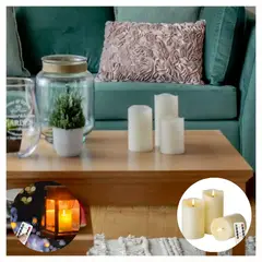 MOVI - Velas LED Decorativas set de 3 con Control Remoto