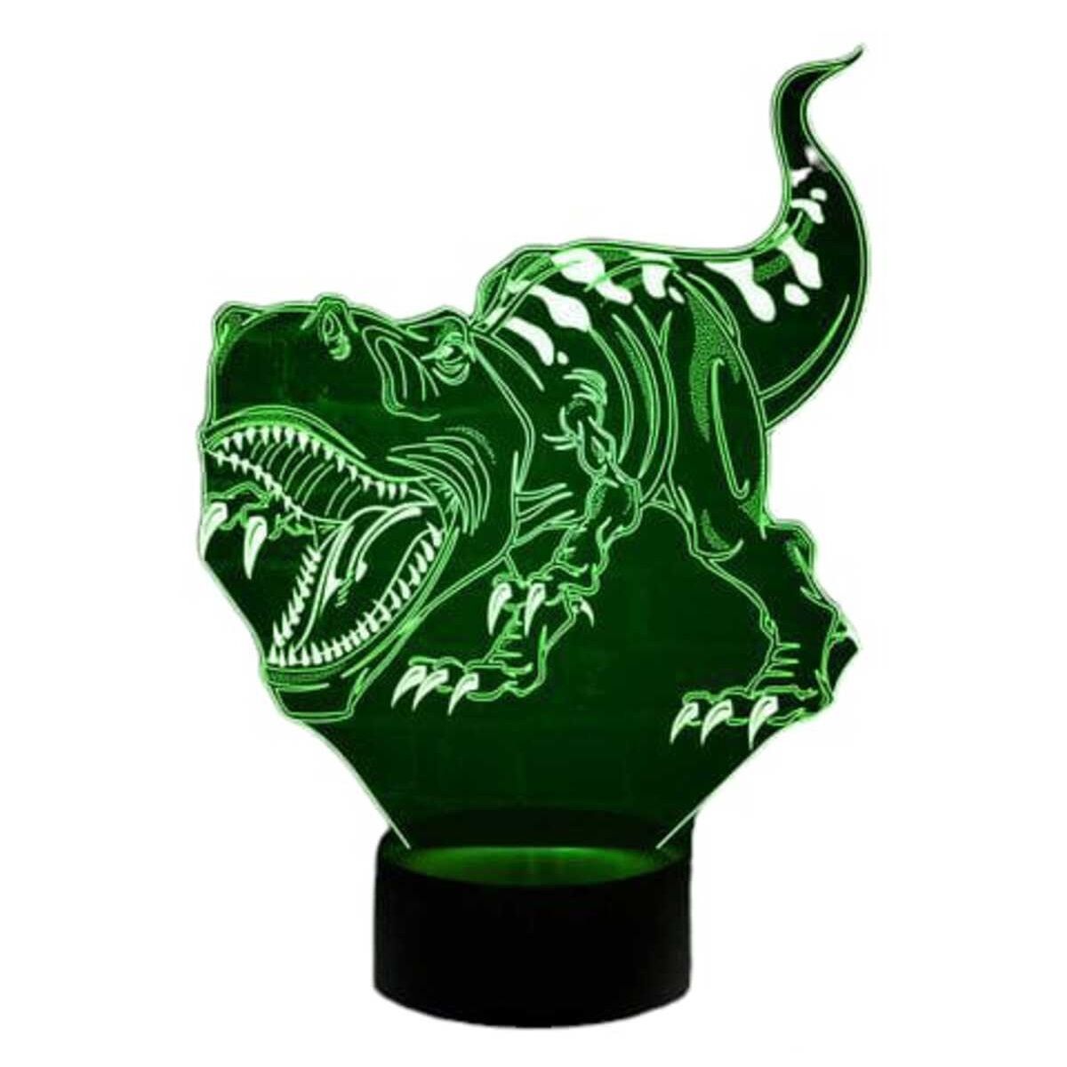 GENERICO - Lampara Ilusión 3D Dino Tiranosaurio Rex De 7 Colores