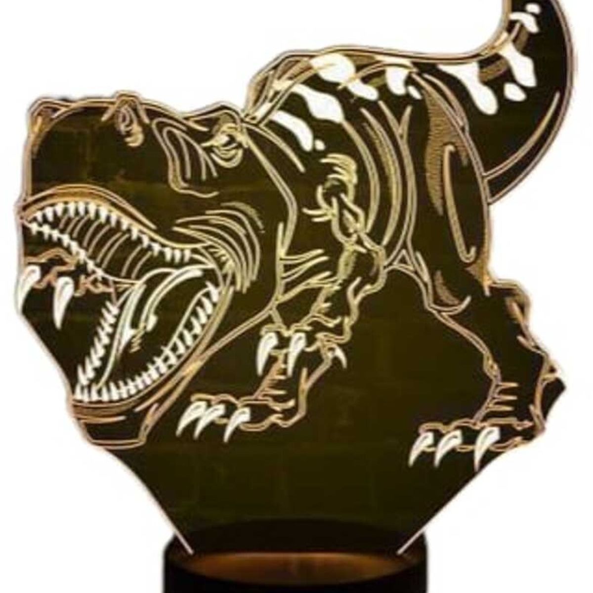GENERICO - Lampara Ilusión 3D Dino Tiranosaurio Rex De 7 Colores