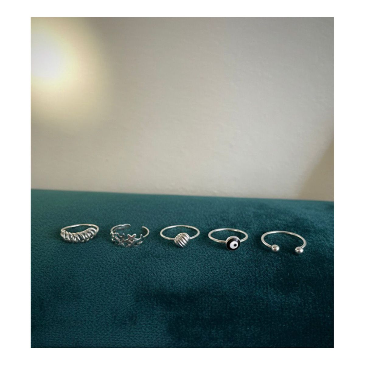 GENERICO - Set 5 Anillos Plateado