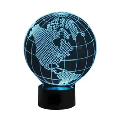 GENERICO - Lampara Ilusión 3D Mundo De 7 Colores