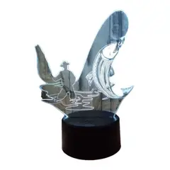 GENERICO - Lampara Ilusión 3D Pescador De 7 Colores