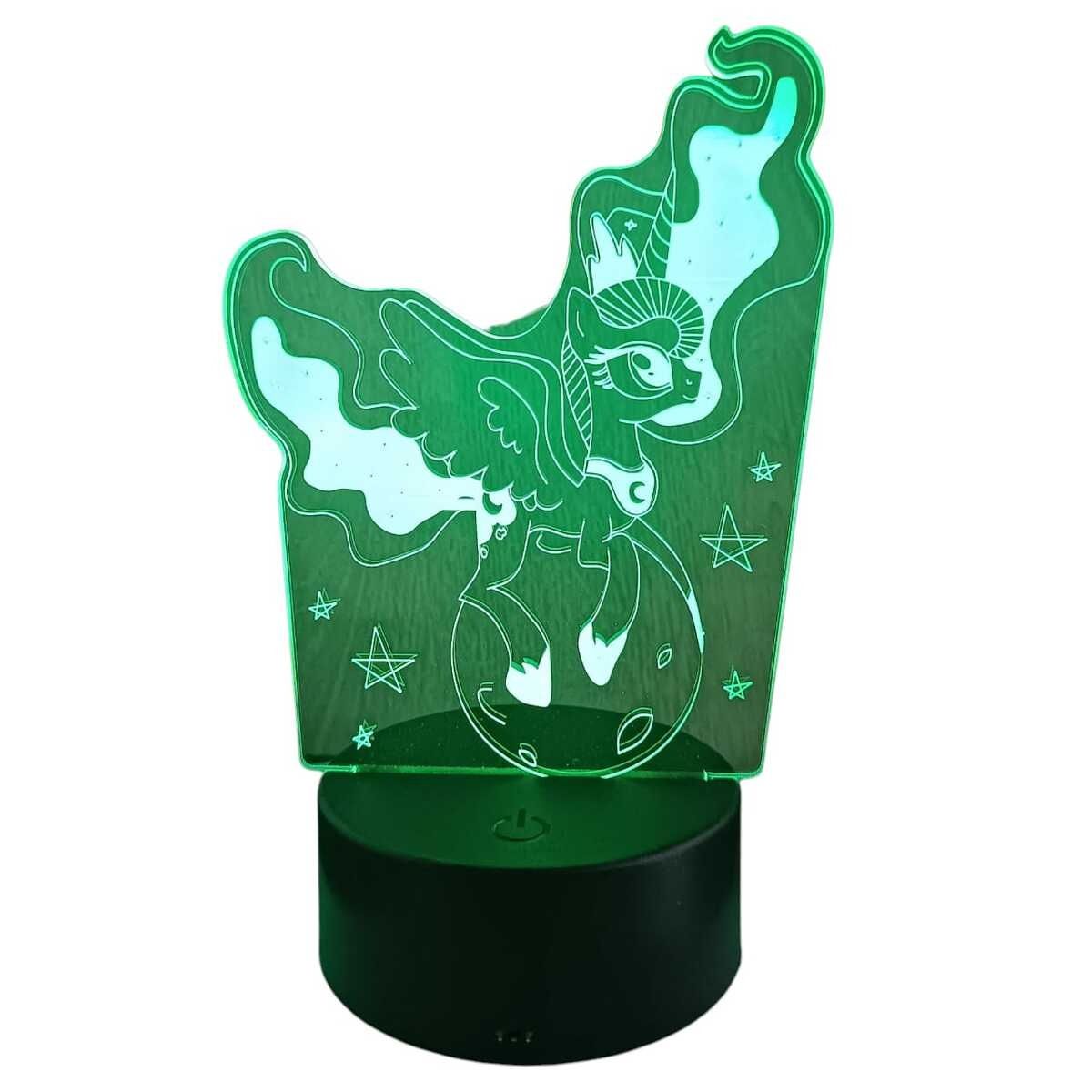 GENERICO - Lampara ilusión 3D Unicornio en el mundo De 7 Colores