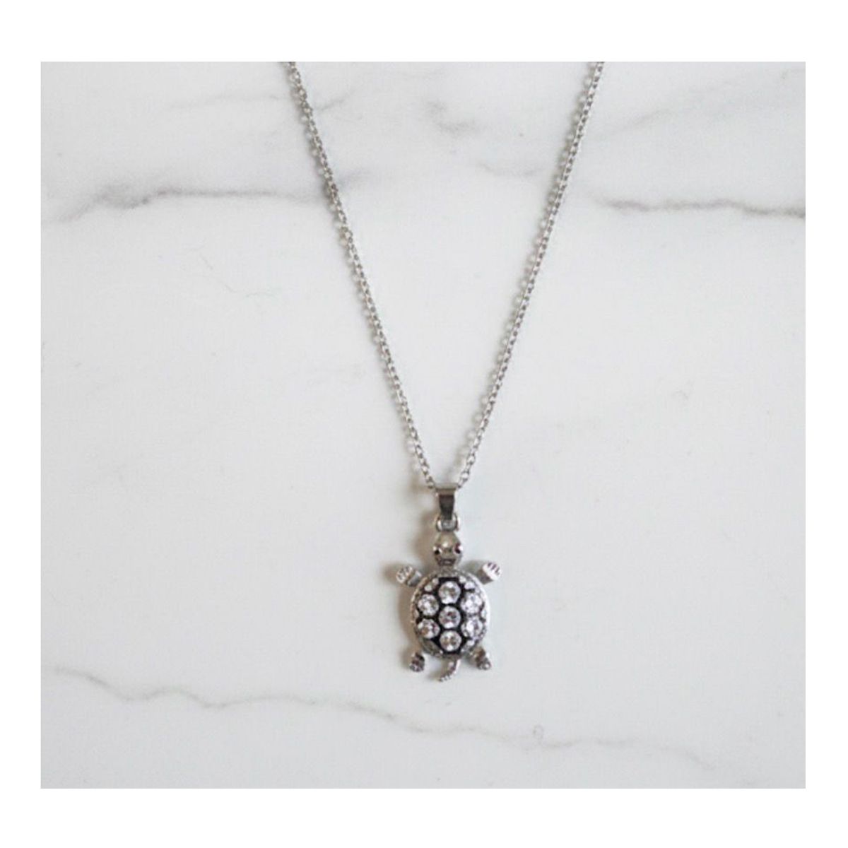 GENERICO - Collar Con Dije Tortuga Plateado Acero Inoxidable
