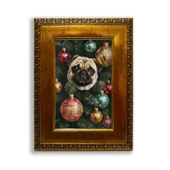 GENERICO - Cuadro Pug Navidad 10x15 + lámina extra intercambiable