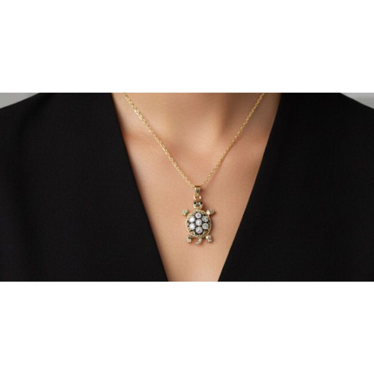 GENERICO - Collar Con Dije Tortuga Dorado Acero Inoxidable