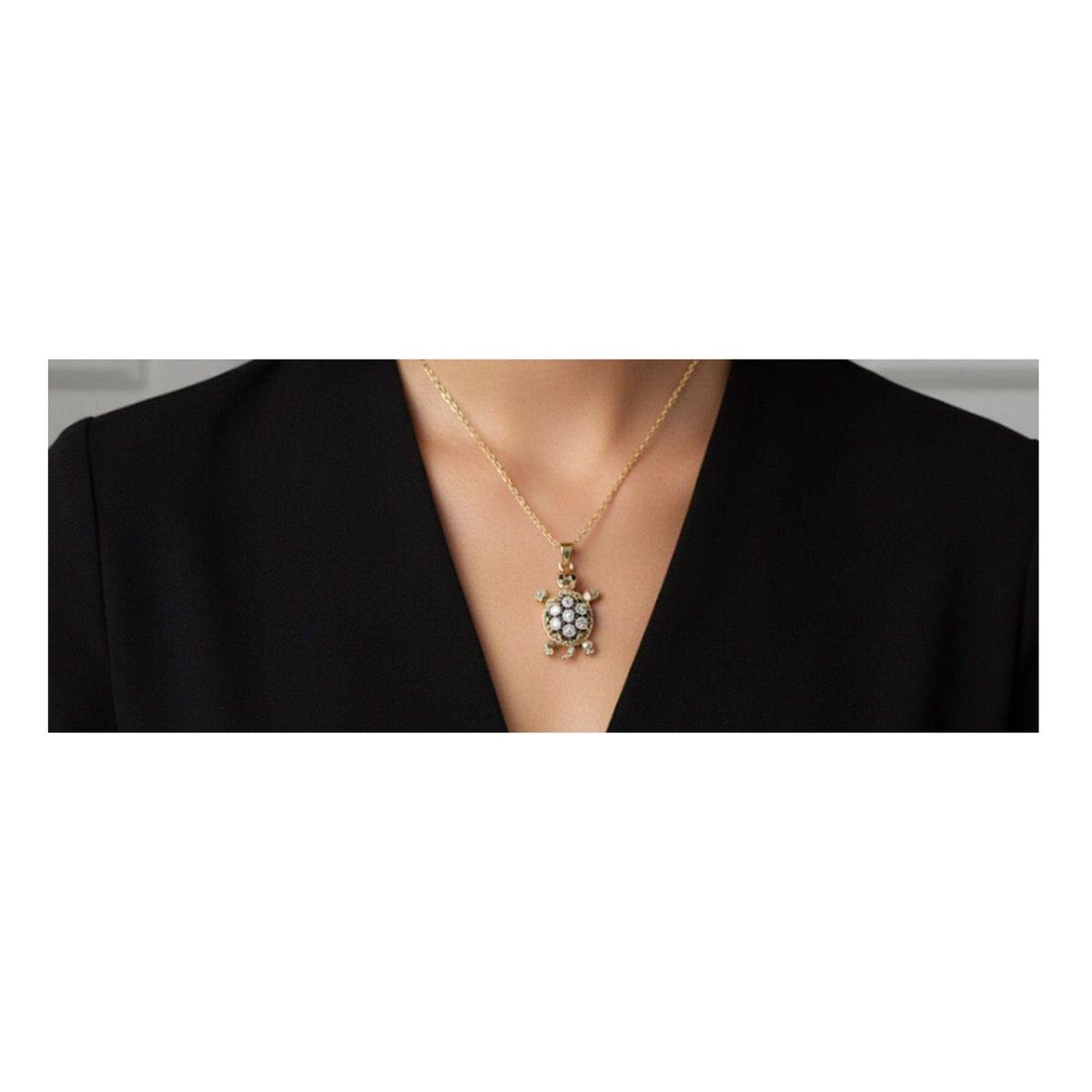 GENERICO - Collar Con Dije Tortuga Dorado Acero Inoxidable