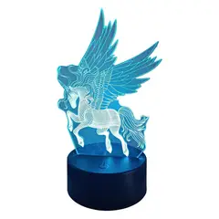 GENERICO - Lampara 3D unicornio De 7 Colores touch