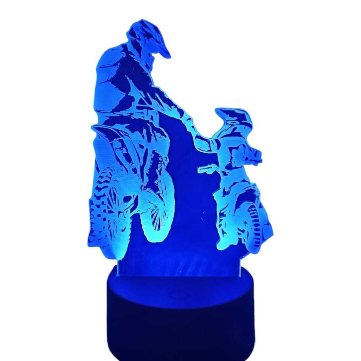 GENERICO - Lampara Ilusión 3D Moto Papá e Hijo De 7 Colores