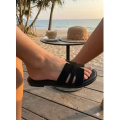 BOVINITA - Sandalia Mujer Plana Negra Casual Cómoda Verano Urbana