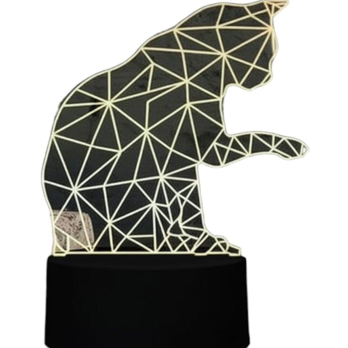 GENERICO - Lampara ilusión 3D Gatito Geométrico De 7 Colores