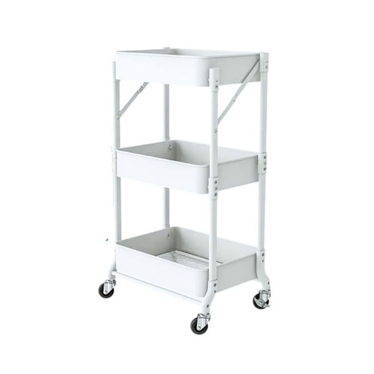 GENERICO - Carrito Organizador Estante Plegable Almacenamiento Con Ruedas Blanco