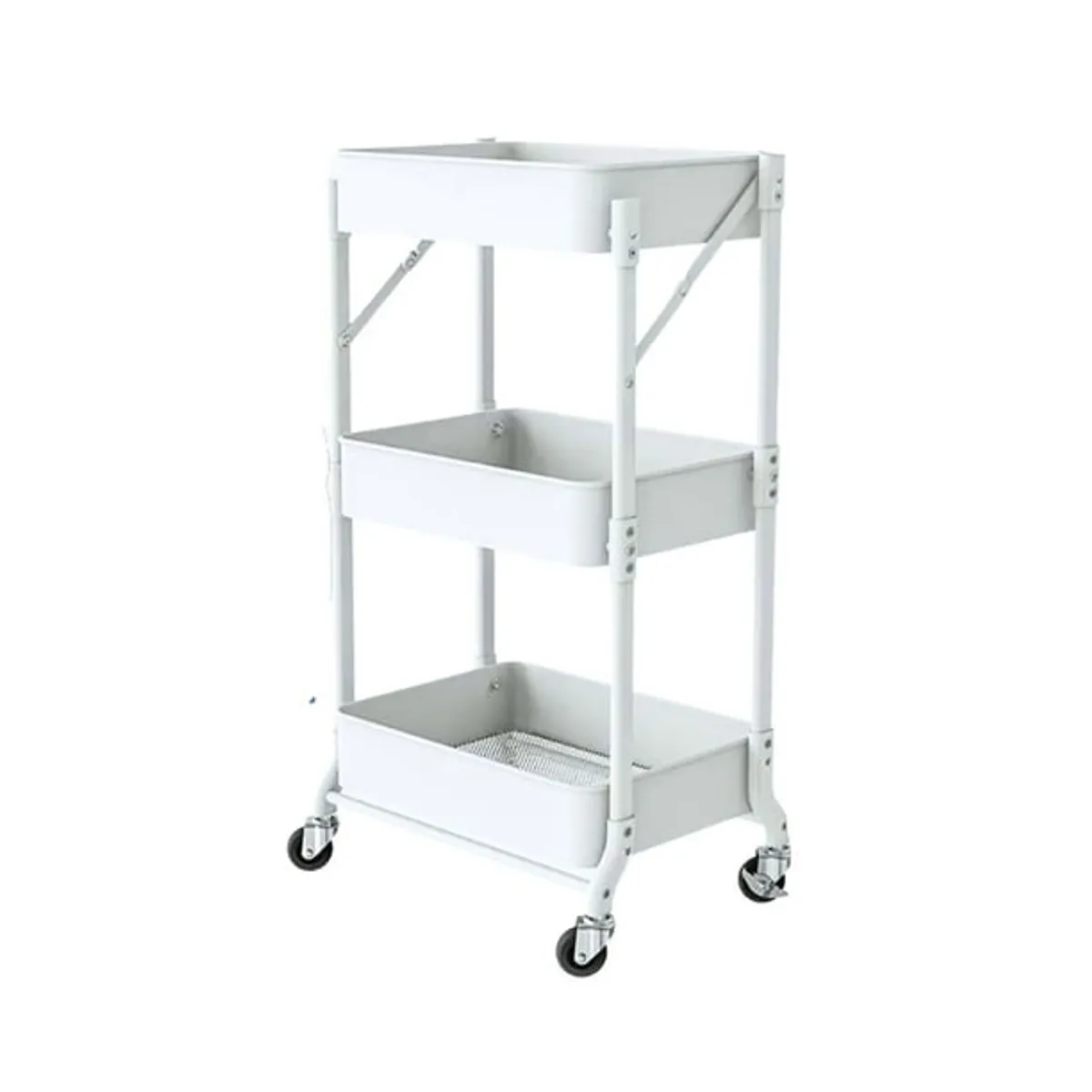 GENERICO - Carrito Organizador Estante Plegable Almacenamiento Con Ruedas Blanco
