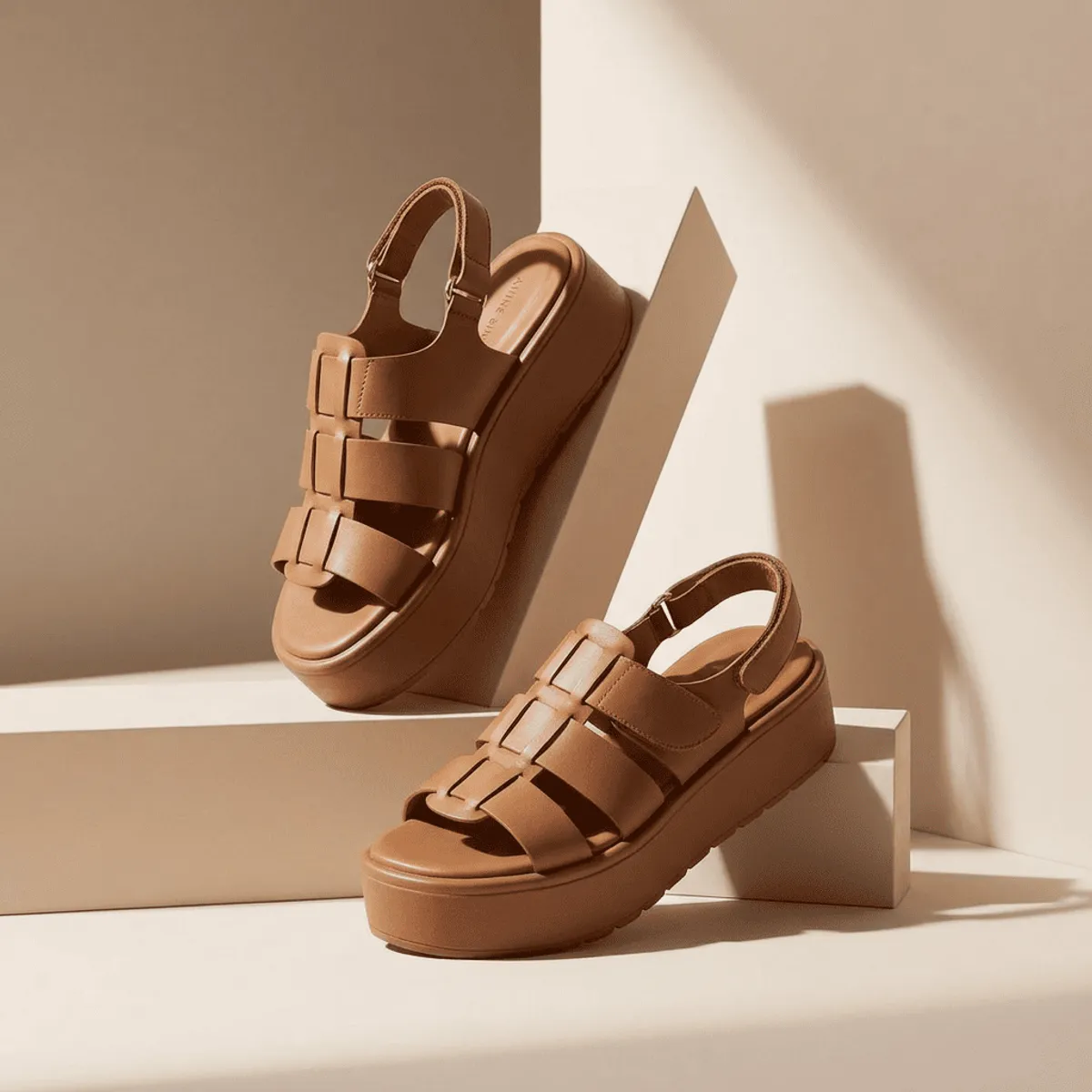 BOVINITA - Sandalia Mujer Plataforma Alta Camel Casual Verano Cómoda