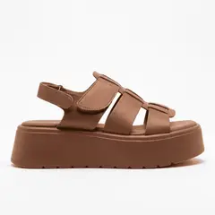 BOVINITA - Sandalia Mujer Plataforma Alta Camel Casual Verano Cómoda