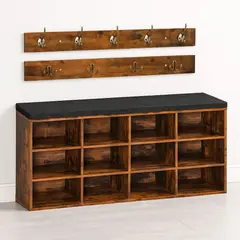 KLIK - Banco Organizador con Zapatero y Percheros Rústicos