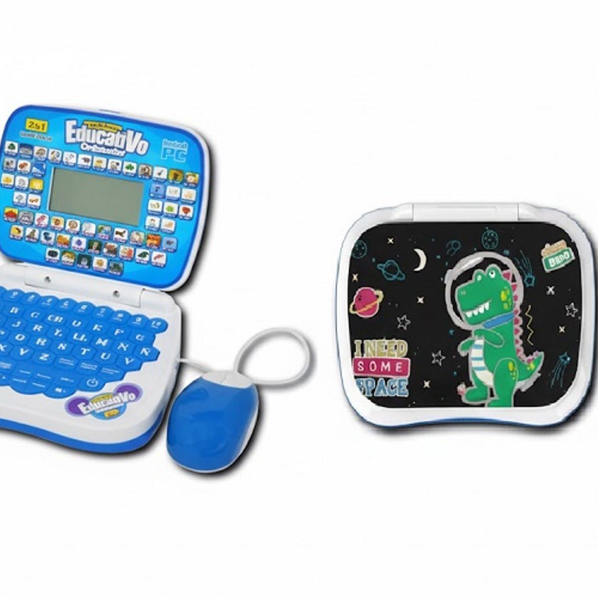 GENERICO - COMPUTADORA  DE JUGUETE BILINGUE PARA NIÑO CON MAUSE DINO VERDE