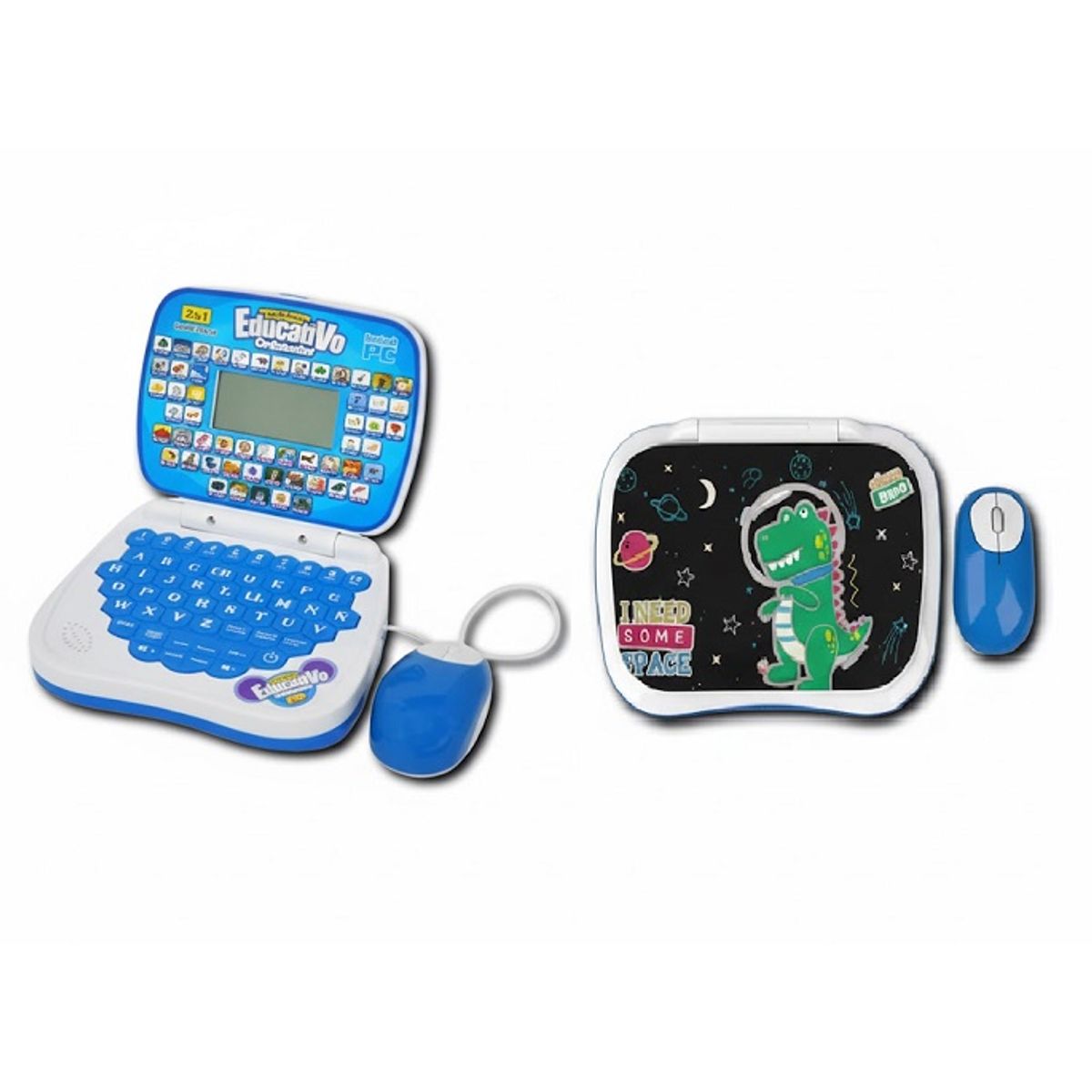 GENERICO - COMPUTADORA  DE JUGUETE BILINGUE PARA NIÑO CON MAUSE DINO VERDE