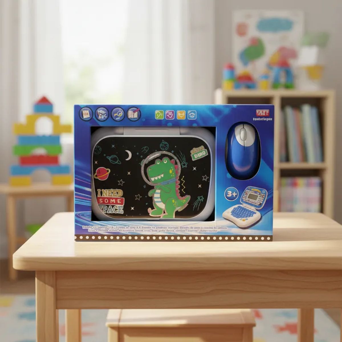GENERICO - COMPUTADORA  DE JUGUETE BILINGUE PARA NIÑO CON MAUSE DINO VERDE