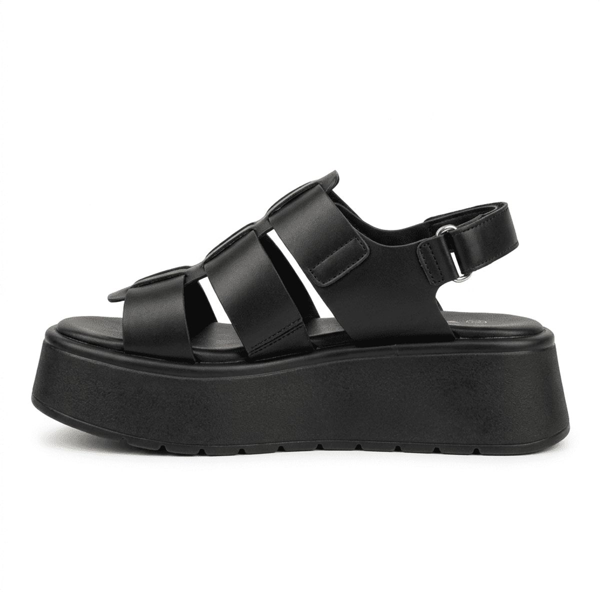 BOVINITA - Sandalia Plataforma Negra Mujer Cómoda Con Velcro