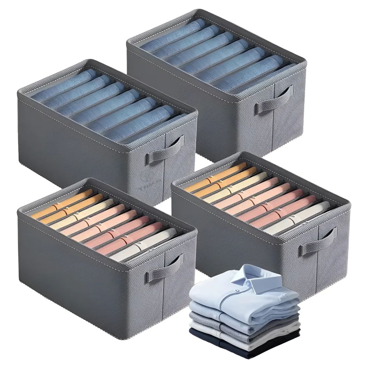 GENERICO - 4pzs Organizador De Ropa De Armario Para Jeans Con Gris