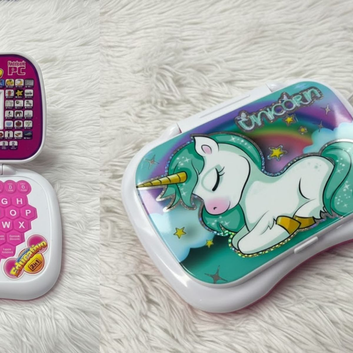 GENERICO - COMPUTADORA DE NIÑA TIERNO UNICORNIO DIDACTICO INGLES ESPAÑOL WYM