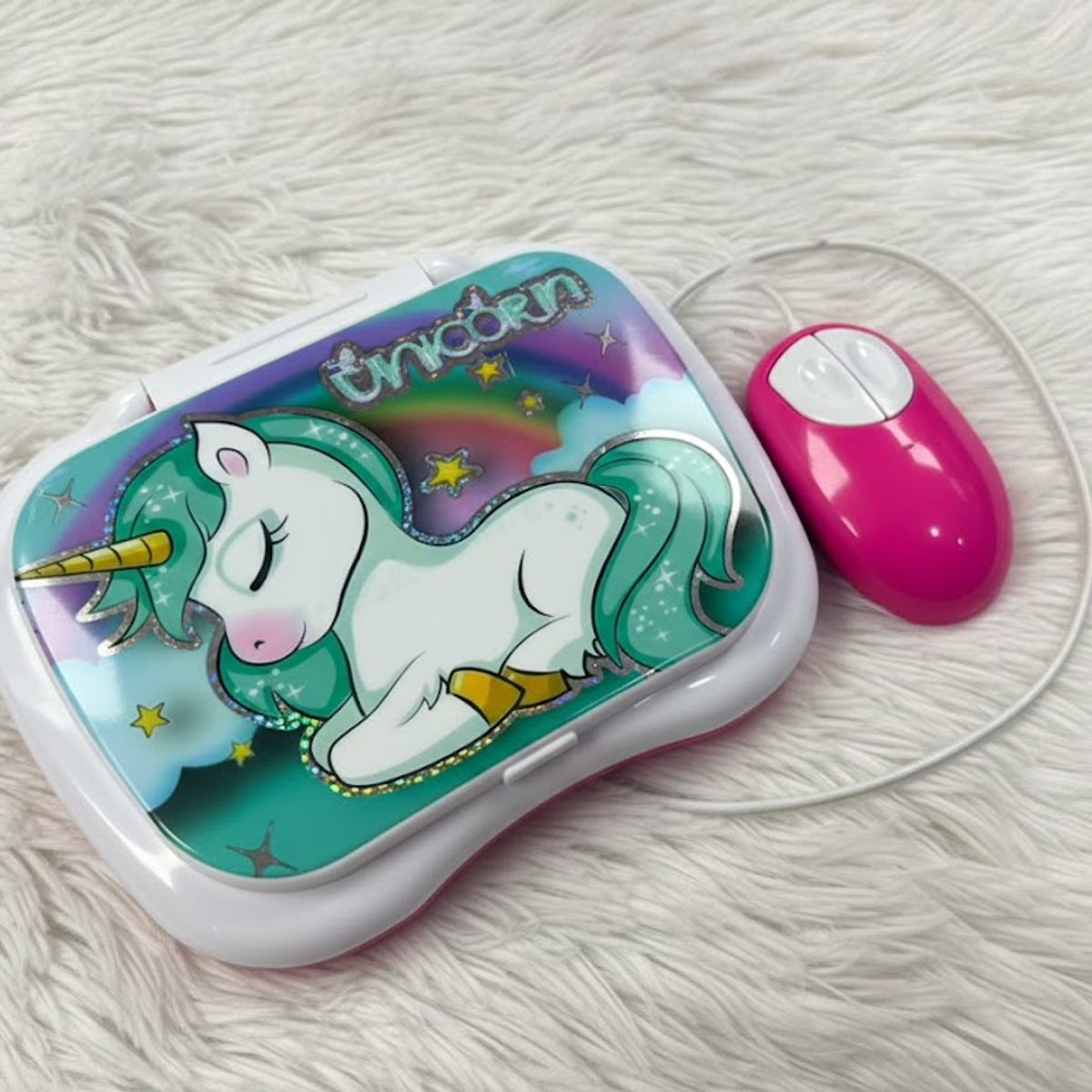 GENERICO - COMPUTADORA DE NIÑA TIERNO UNICORNIO DIDACTICO INGLES ESPAÑOL WYM