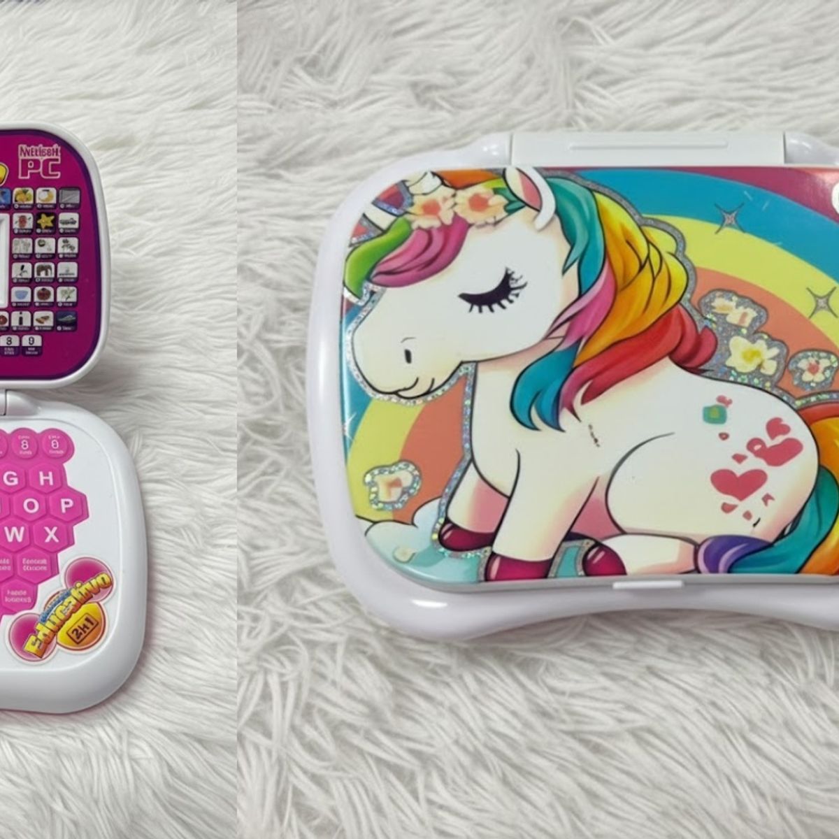 GENERICO - COMPUTADORA DE NIÑA UNICORNIO ARCOIRIS DIDACTICO INGLES ESPAÑOL WYM