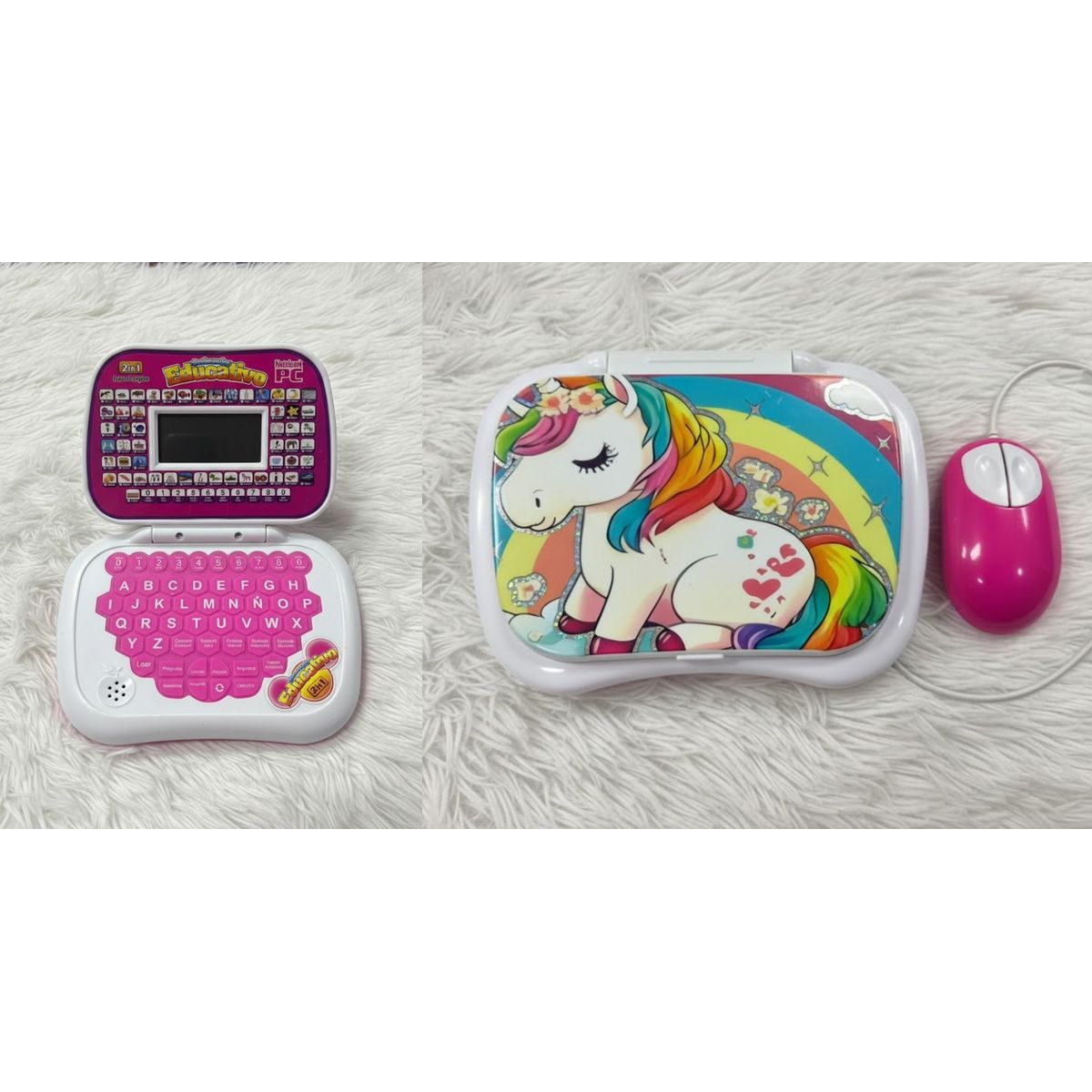 GENERICO - COMPUTADORA DE NIÑA UNICORNIO ARCOIRIS DIDACTICO INGLES ESPAÑOL WYM