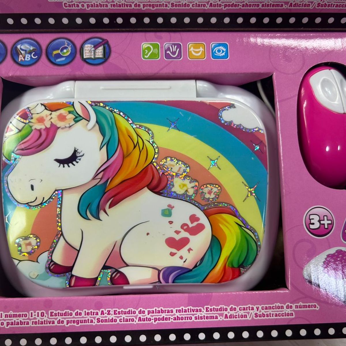 GENERICO - COMPUTADORA DE NIÑA UNICORNIO ARCOIRIS DIDACTICO INGLES ESPAÑOL WYM