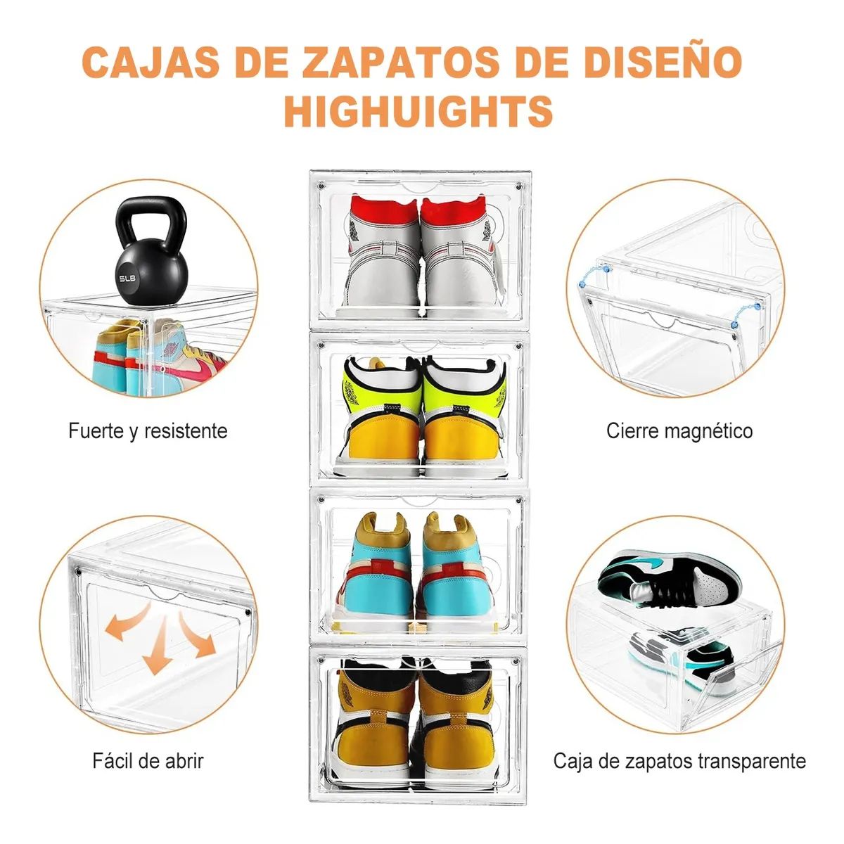 GENERICO - Caja Organizadora Zapatos Set X2 Apilables Firmes Magnéticas Blanco