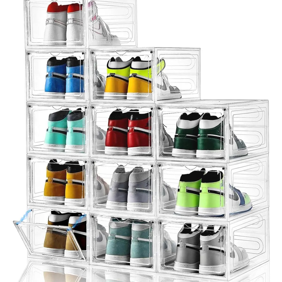 GENERICO - Caja Organizadora Zapatos Set X2 Apilables Firmes Magnéticas Blanco