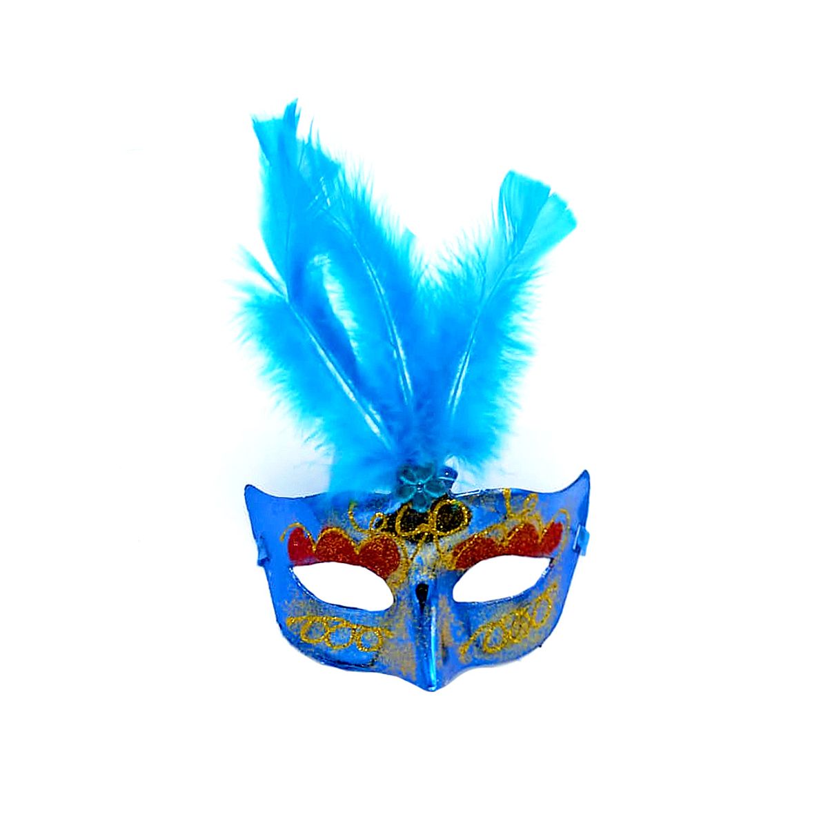 GENERICO - ANTIFAZ VENECIANO PLUMA AZUL X1UNI