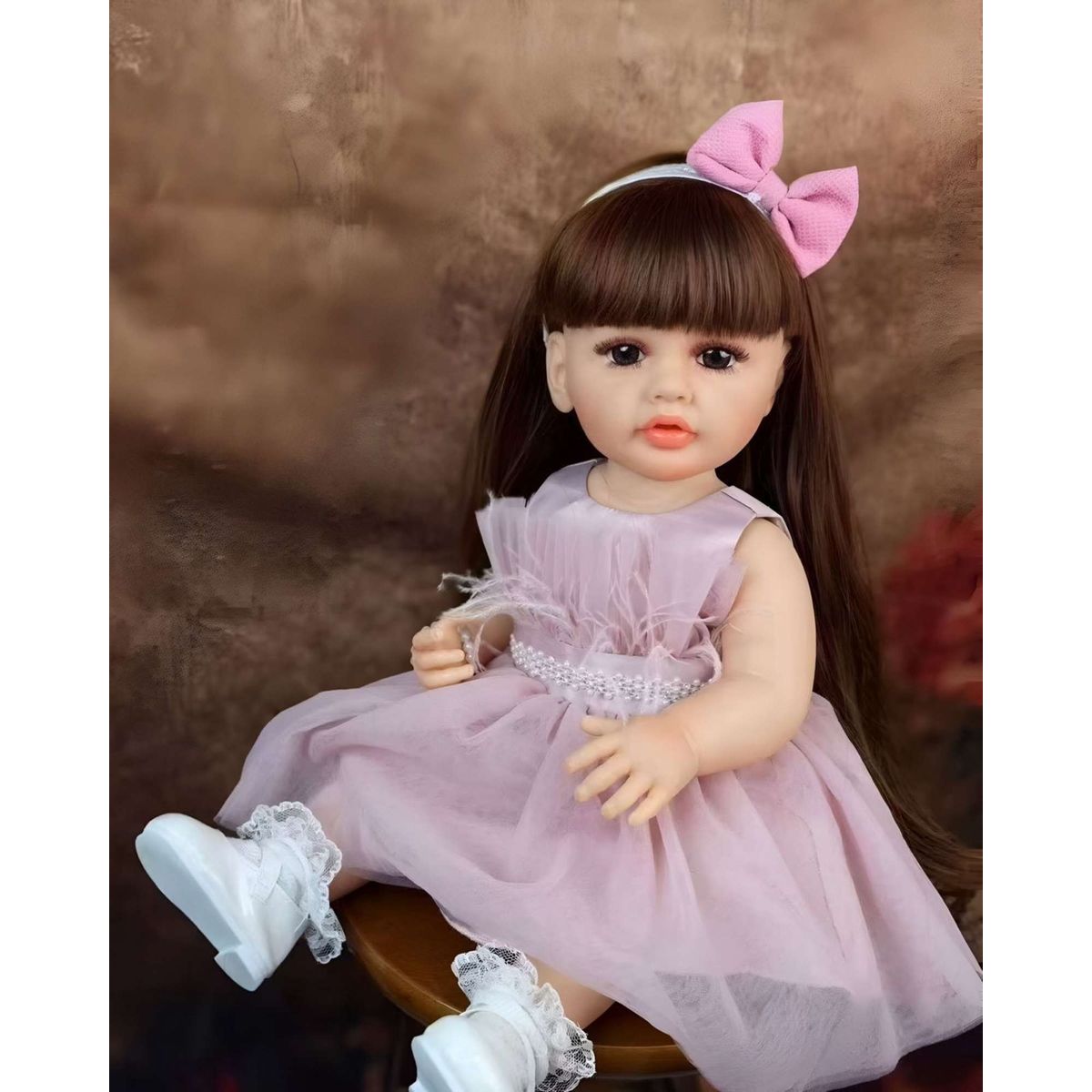 GENERICO - MUÑECA BEBÉ REALISTA DE 55 CM 100% SILICON VESTIDO