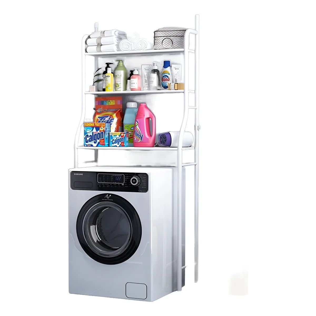 GENERICO - Estante Organizador De Lavadora Baño Metalico Rack 3 Niveles