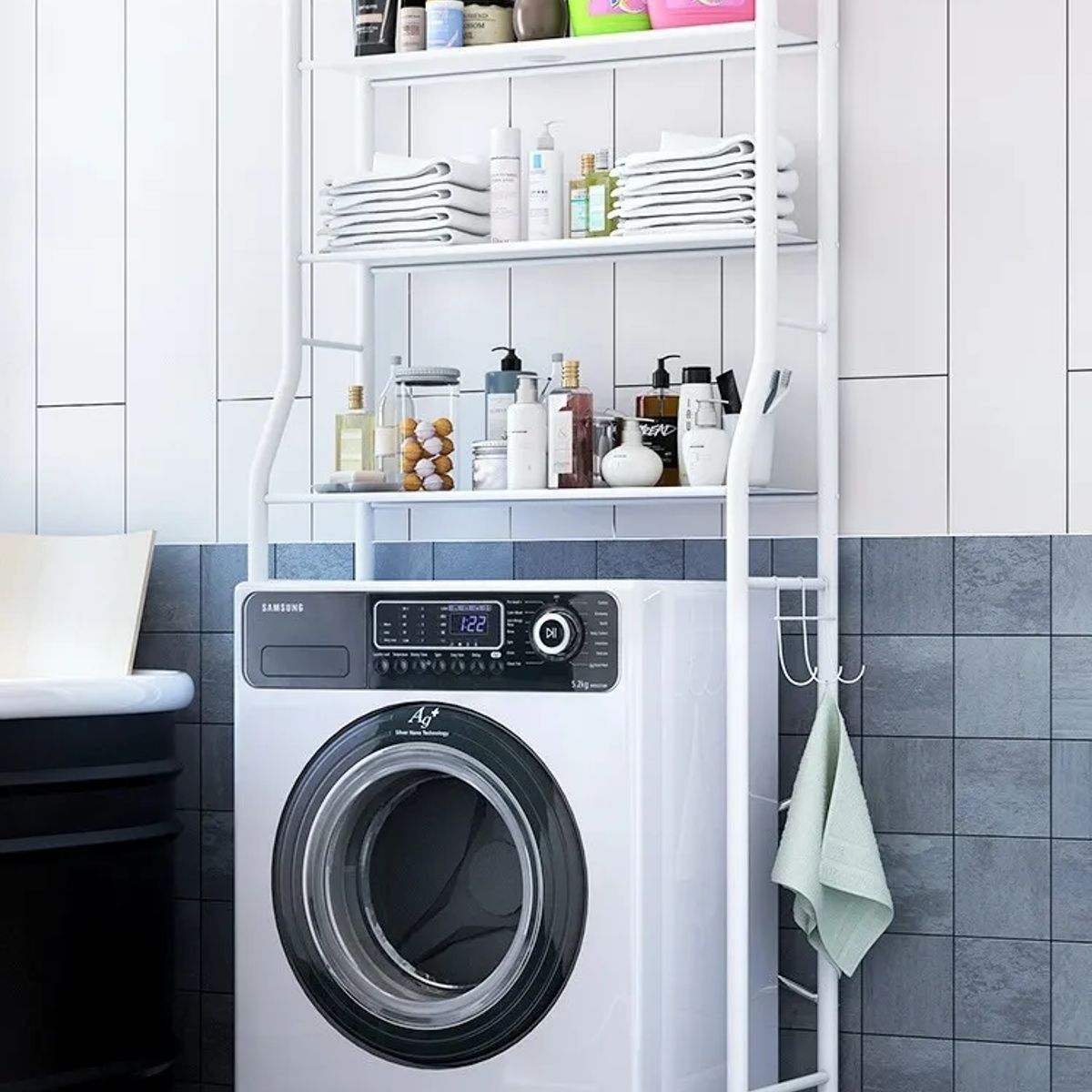 GENERICO - Estante Organizador De Lavadora Baño Metalico Rack 3 Niveles