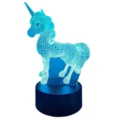 GENERICO - Lampara ilusión 3D Unicornio Magico De 7 Colores