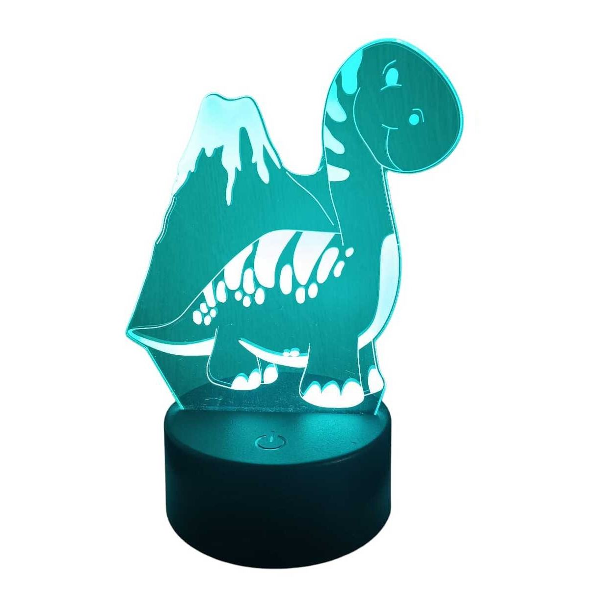GENERICO - Lampara ilusión 3D dino volcan De 7 Colores