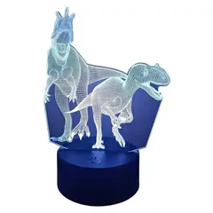 GENERICO - Lampara ilusión 3D Pareja de Dinosaurios De 7 Colores