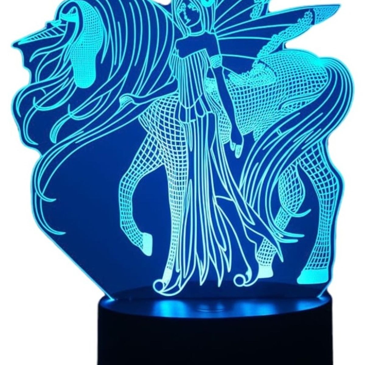 GENERICO - Lampara ilusión 3D Unicornio y Hada De 7 Colores