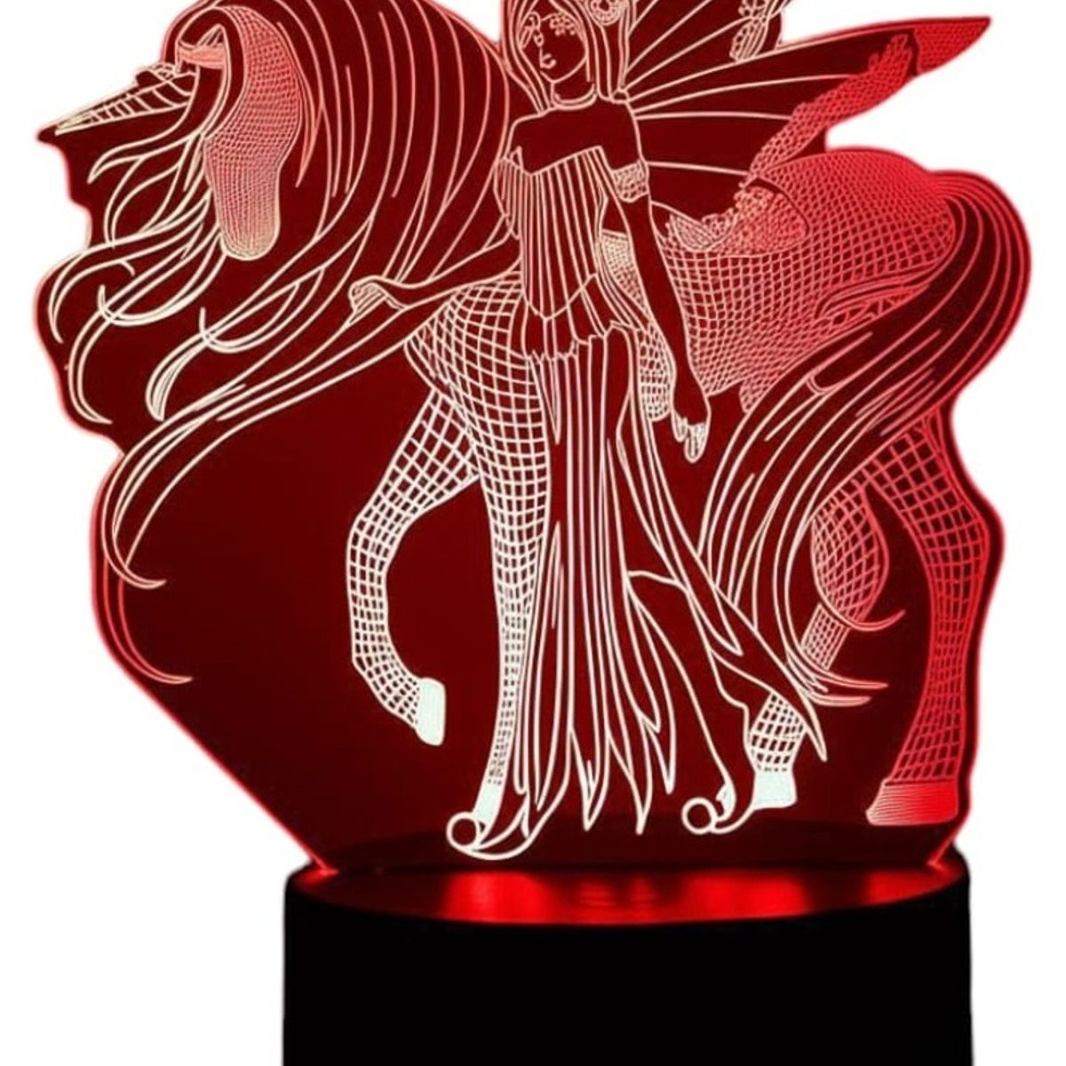GENERICO - Lampara ilusión 3D Unicornio y Hada De 7 Colores