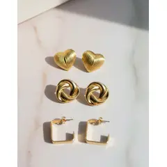 GENERICO - Set 3 par Pendientes Acero Inoxidable