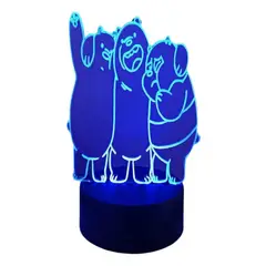 GENERICO - Lampara ilusión 3D Osos Escandalosos De 7 Colores