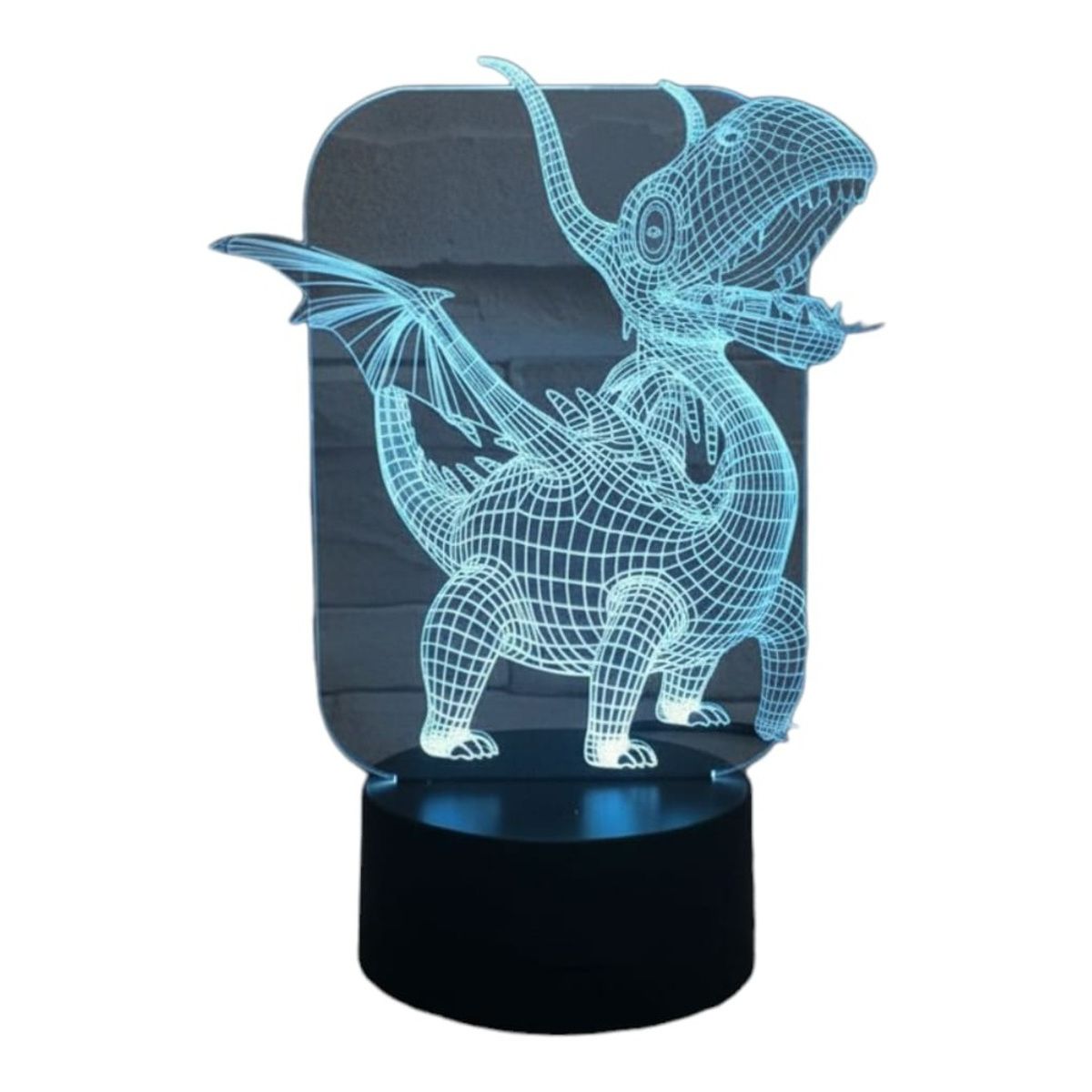 GENERICO - Lampara ilusión 3D Dragon De 7 Colores