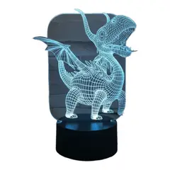 GENERICO - Lampara ilusión 3D Dragon De 7 Colores