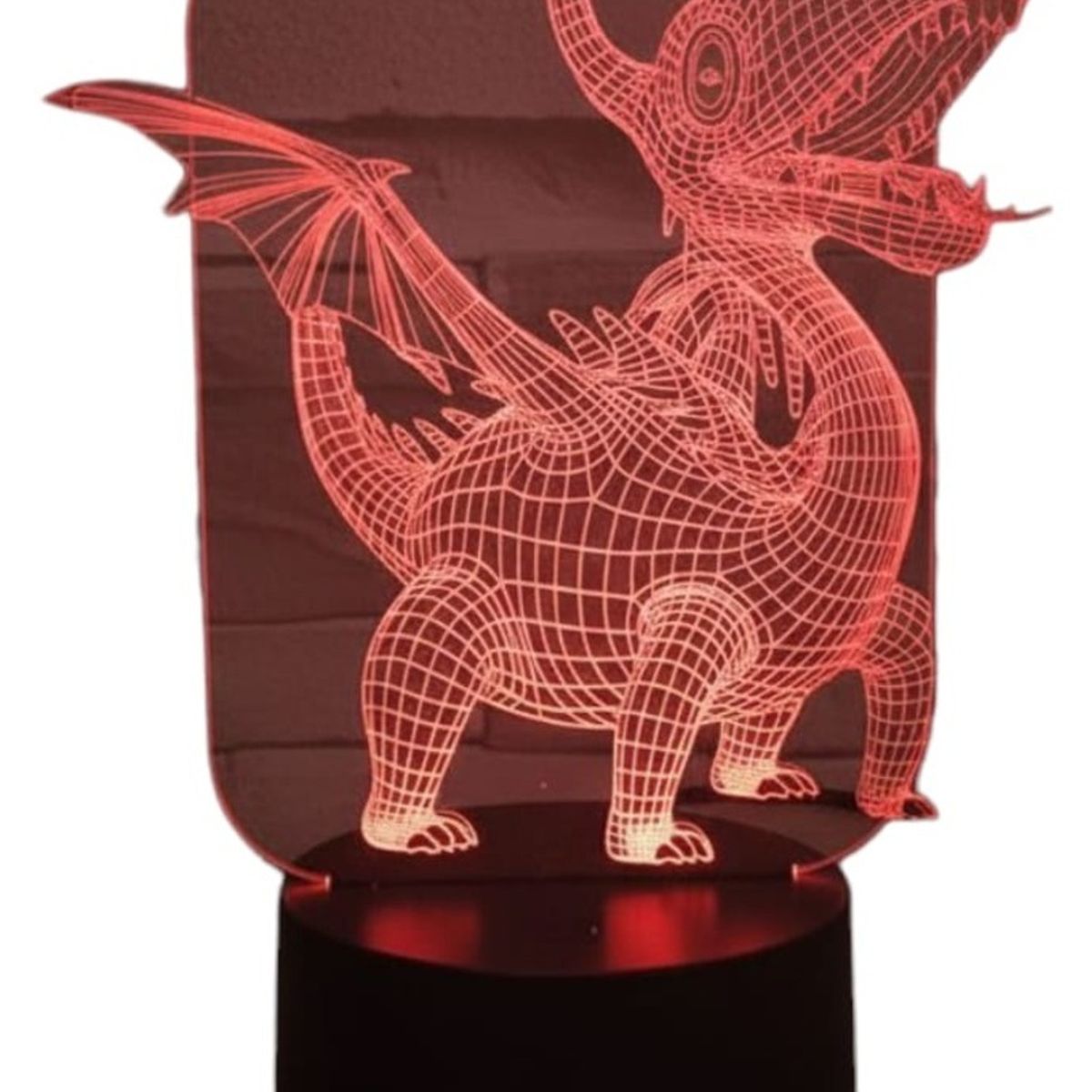 GENERICO - Lampara ilusión 3D Dragon De 7 Colores
