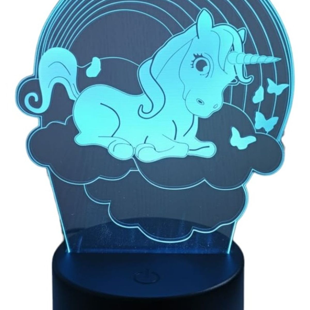 GENERICO - Lampara ilusión 3D Unicornio Arcoiris De 7 Colores