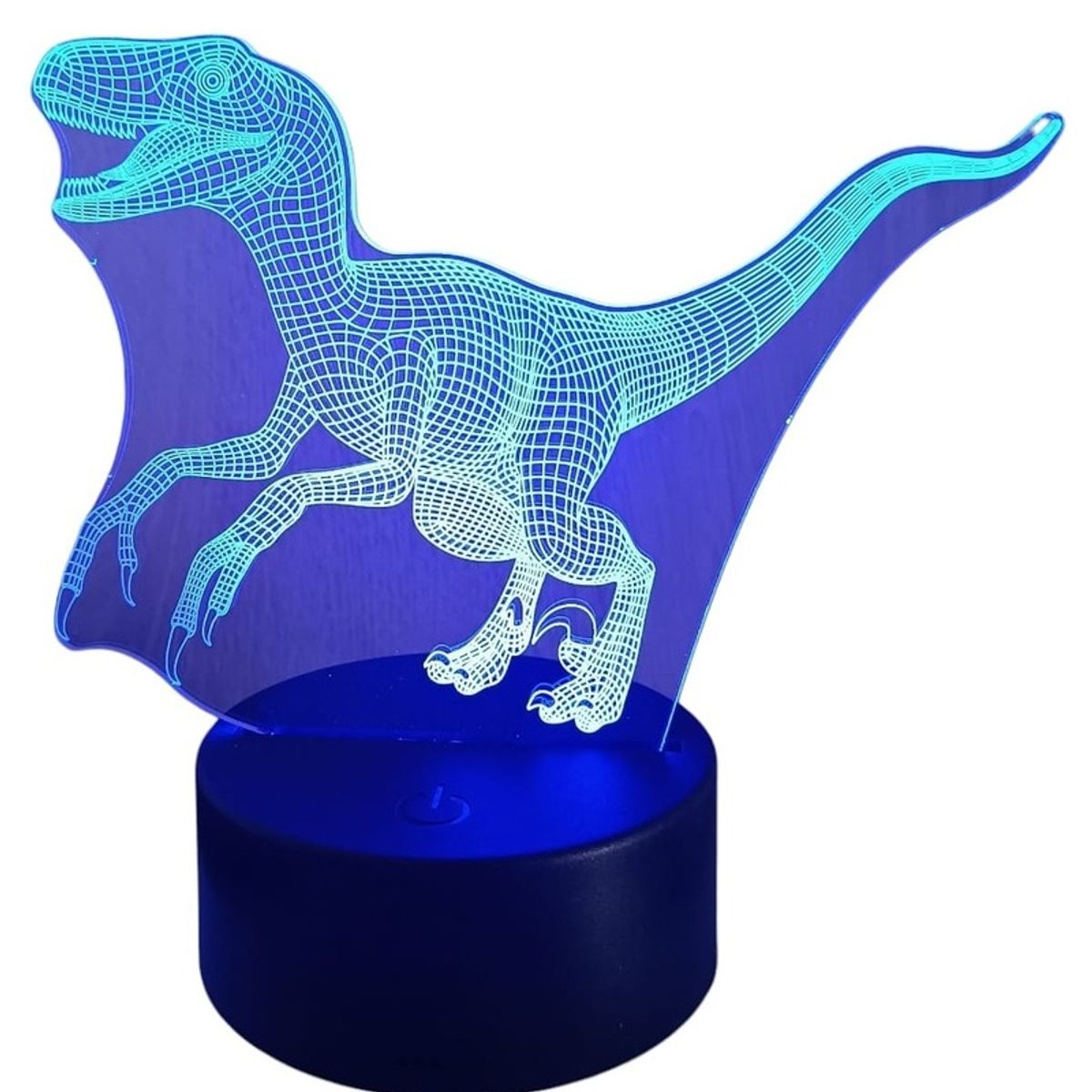 GENERICO - Lampara ilusión 3D Dinosaurio Velociraptor De 7 Colores