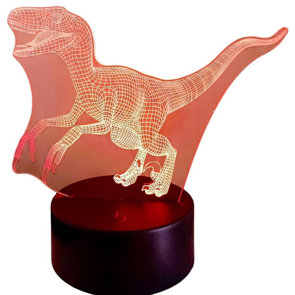 GENERICO - Lampara ilusión 3D Dinosaurio Velociraptor De 7 Colores