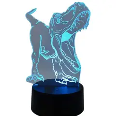 GENERICO - Lampara ilusión 3D Dinosaurio Boca grande De 7 Colores